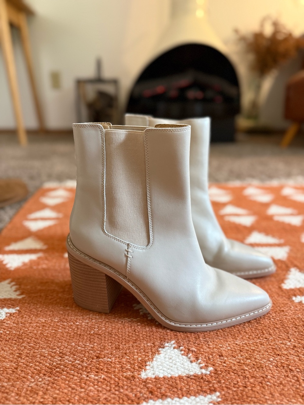 Crown Vintage Cream Leather Boots